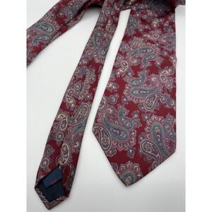 Lord & Taylor Burgundy Paisley Silk Tie Made in USA Teal Gold Purple Necktie